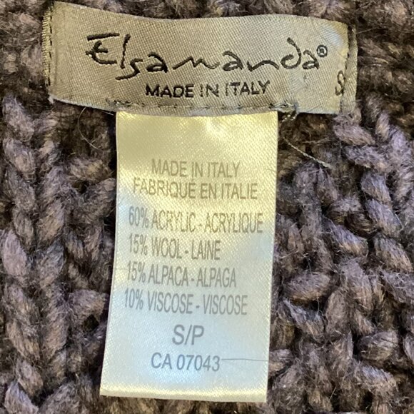 Elsamanda Women's Cable Knitted Chunky Cardigan Wool Alpaca Blend Warm Italy - Picture 8 of 8